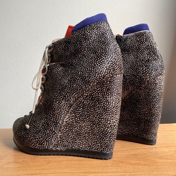 PIERRE HARDY Pony Hair Lace Up Wedge Ankle Boot Size 39 - Picture 11 of 16